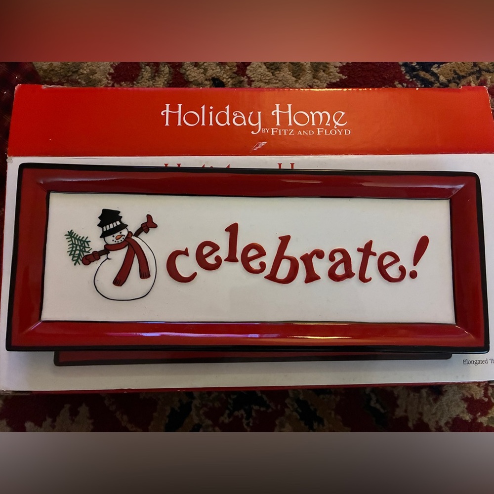 Fitz and Floyd Holiday Home Celebrate Platter - Red and White